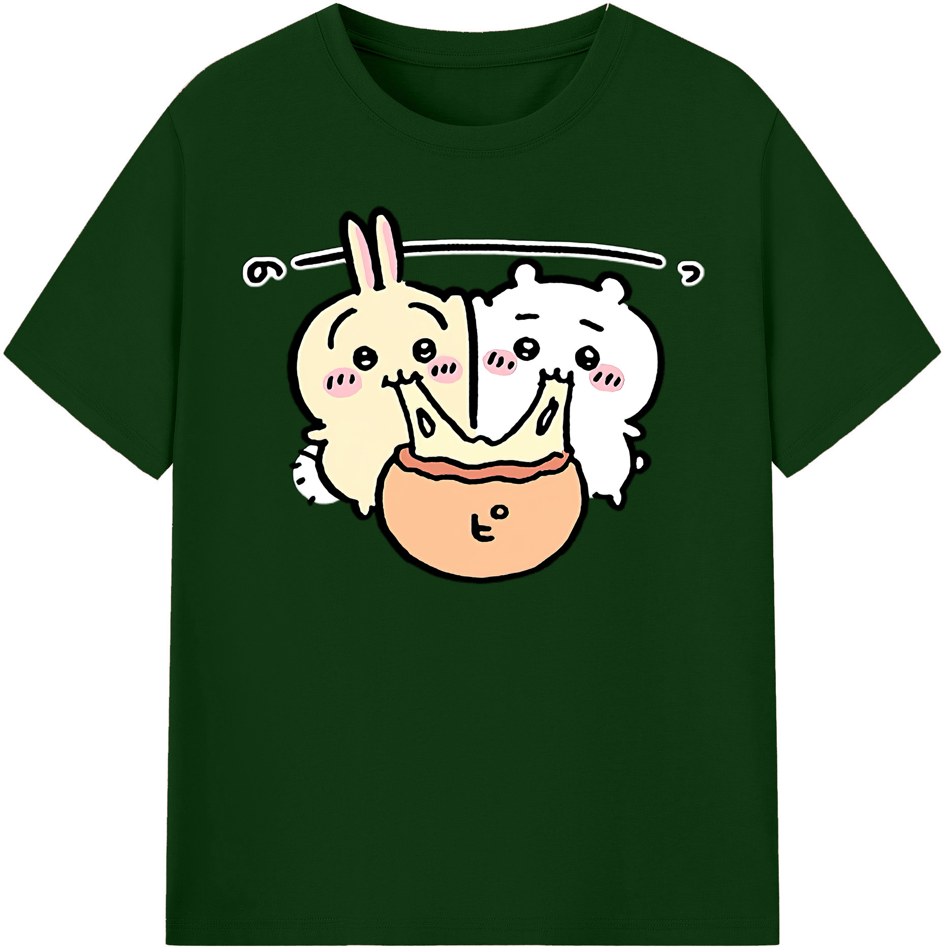 （画像用） ちいかわ うさぎ Chii-kawa usagi 綿100％半袖Tシャツ（フロントプリント）